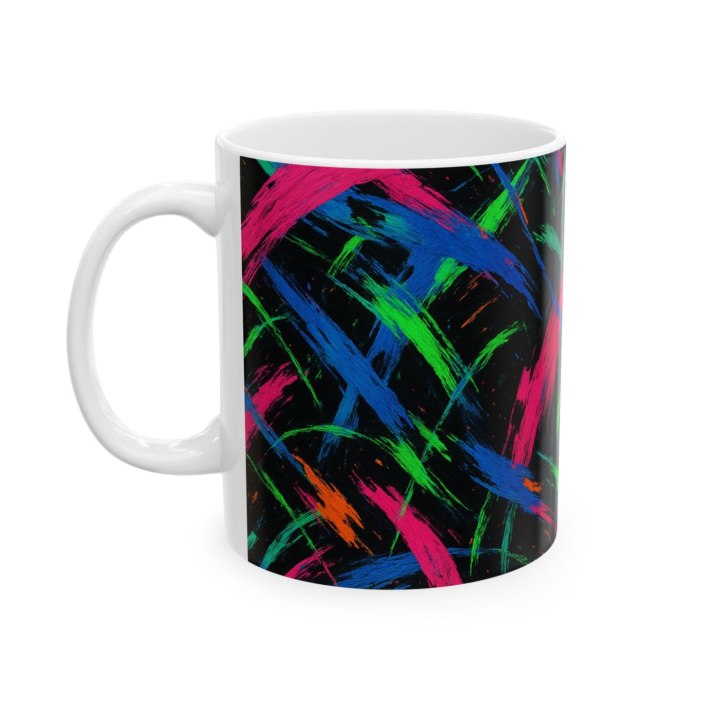 Neon Chaos Abstract Mug – Bold Full-Wrap Color Splash