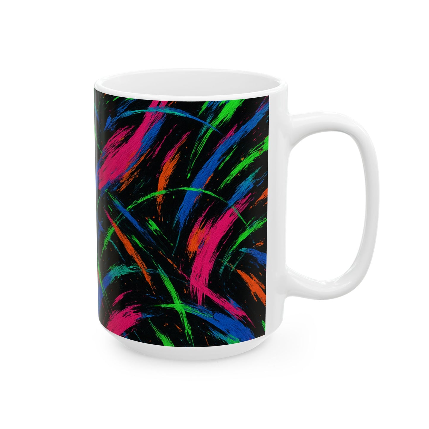 Neon Chaos Abstract Mug – Bold Full-Wrap Color Splash