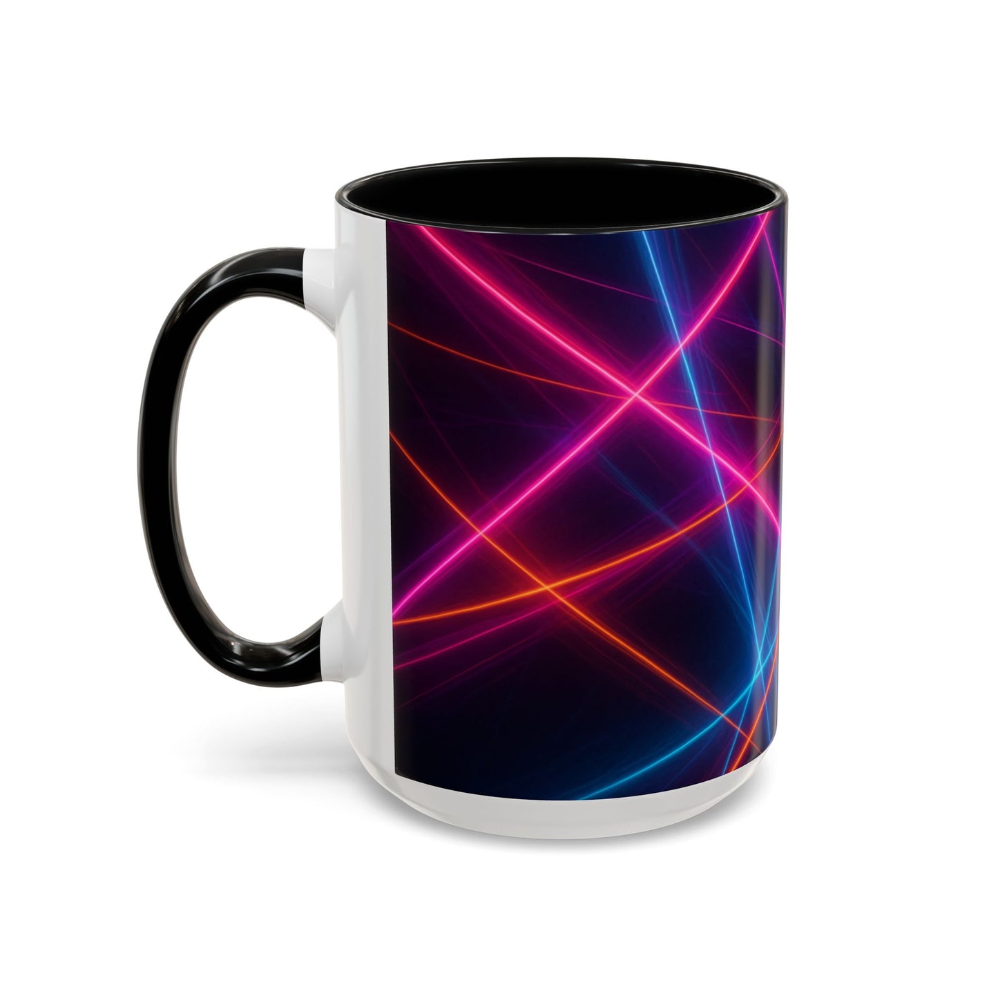 Neon Laser Abstract Mug – Vibrant Full-Wrap Art Coffee Cup