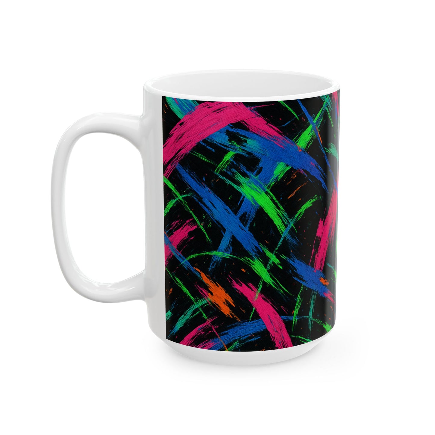 Neon Chaos Abstract Mug – Bold Full-Wrap Color Splash