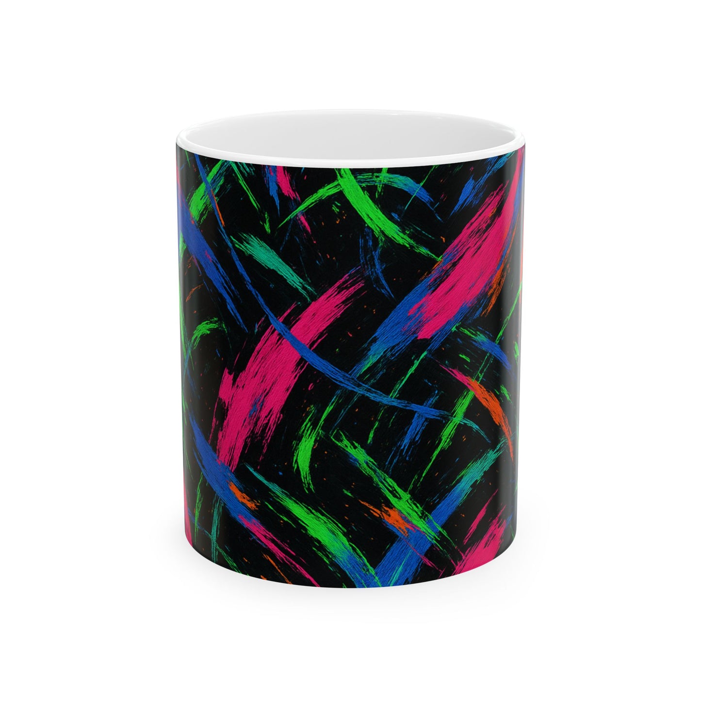 Neon Chaos Abstract Mug – Bold Full-Wrap Color Splash