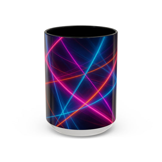 Neon Laser Abstract Mug – Vibrant Full-Wrap Art Coffee Cup