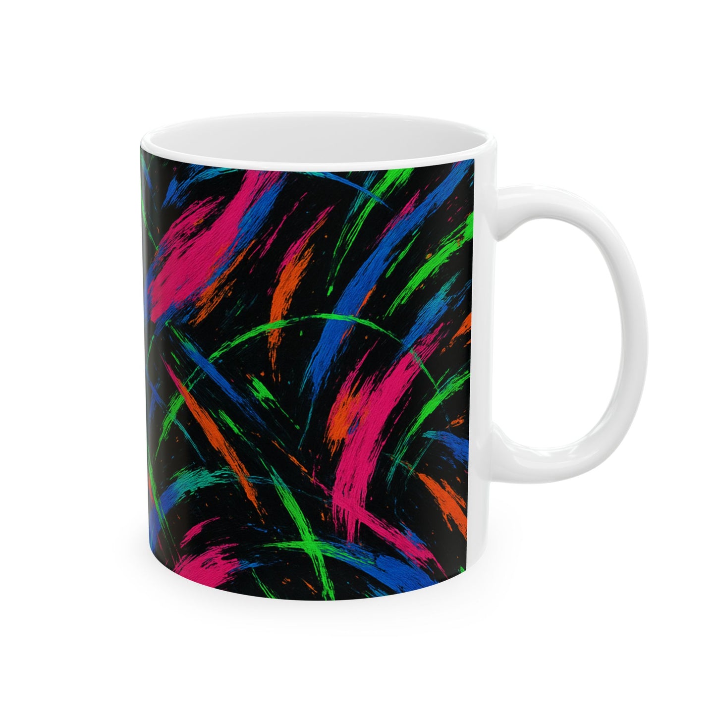 Neon Chaos Abstract Mug – Bold Full-Wrap Color Splash