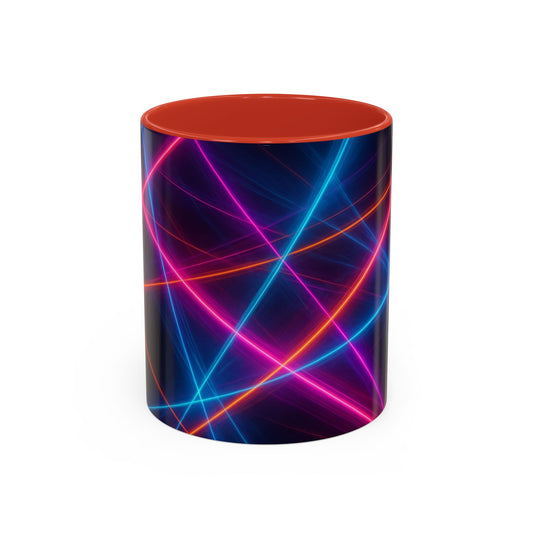 Neon Laser Abstract Mug – Vibrant Full-Wrap Art Coffee Cup