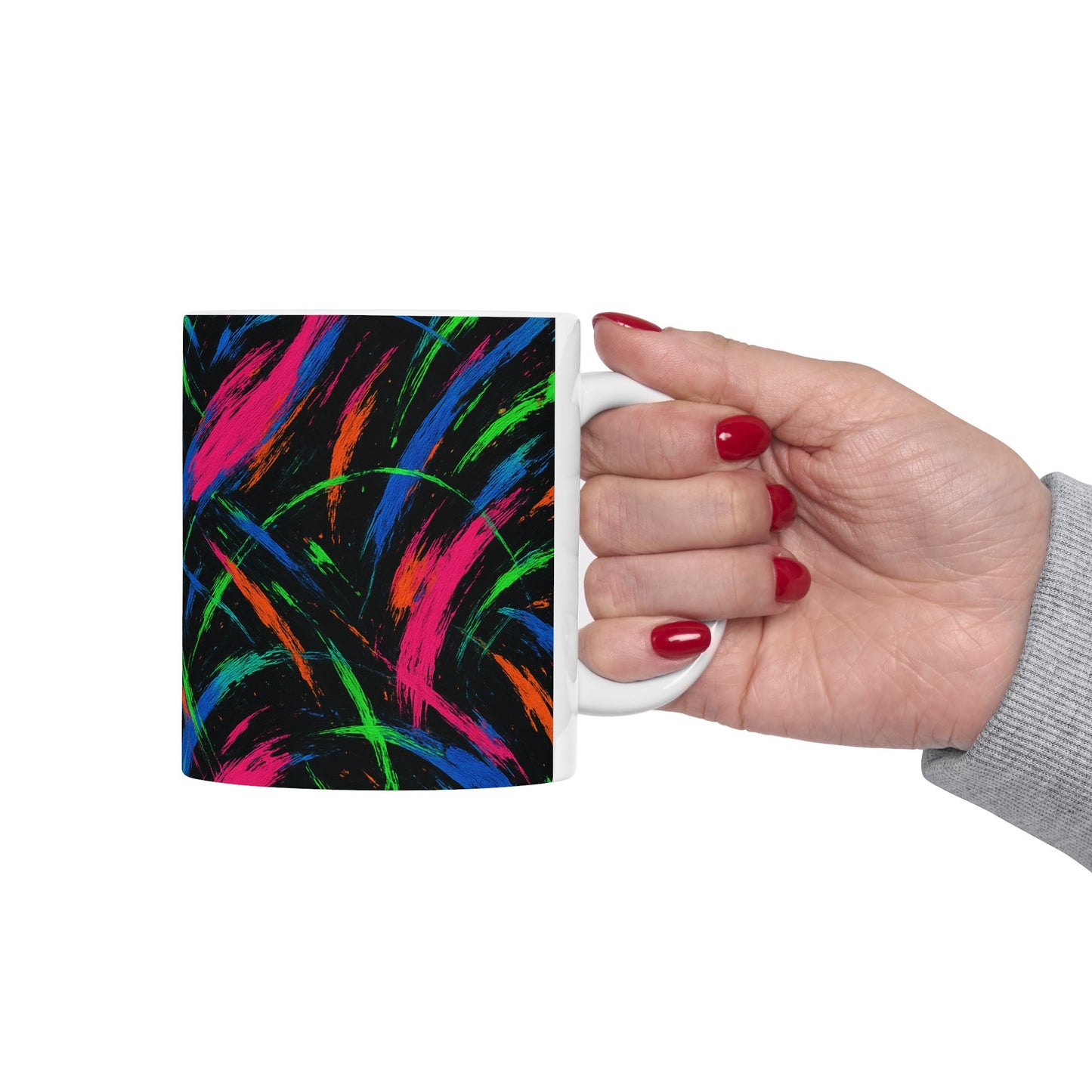 Neon Chaos Abstract Mug – Bold Full-Wrap Color Splash