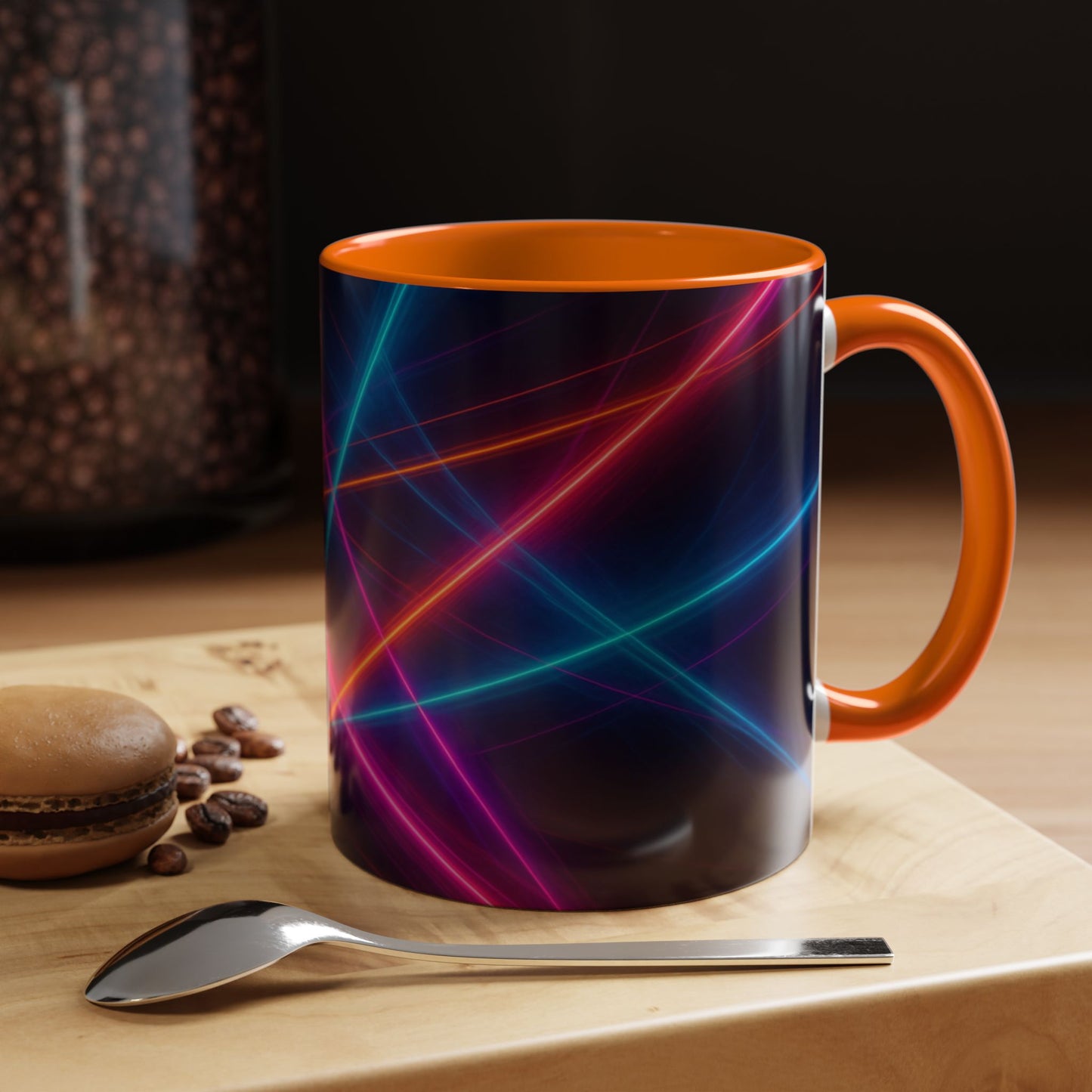 Neon Laser Abstract Mug – Vibrant Full-Wrap Art Coffee Cup