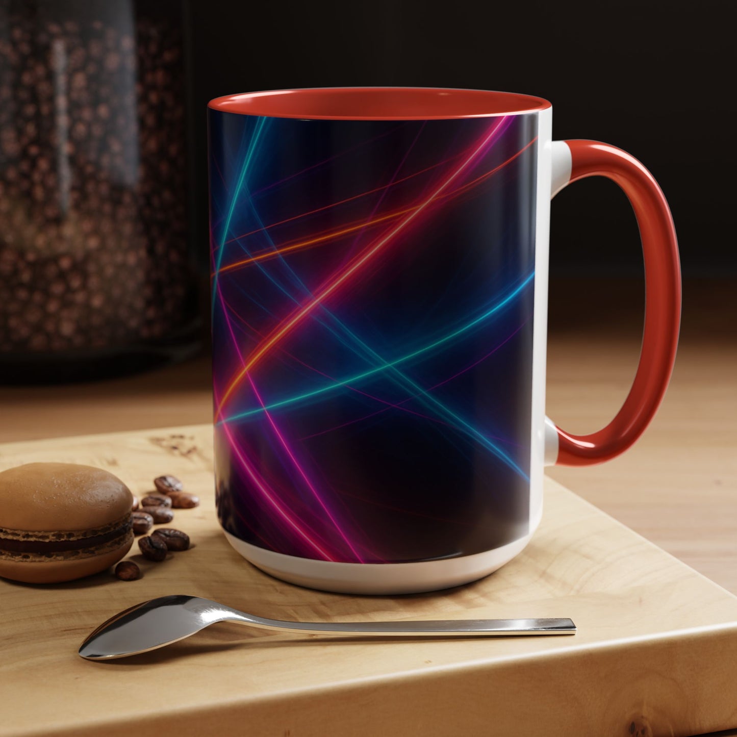 Neon Laser Abstract Mug – Vibrant Full-Wrap Art Coffee Cup