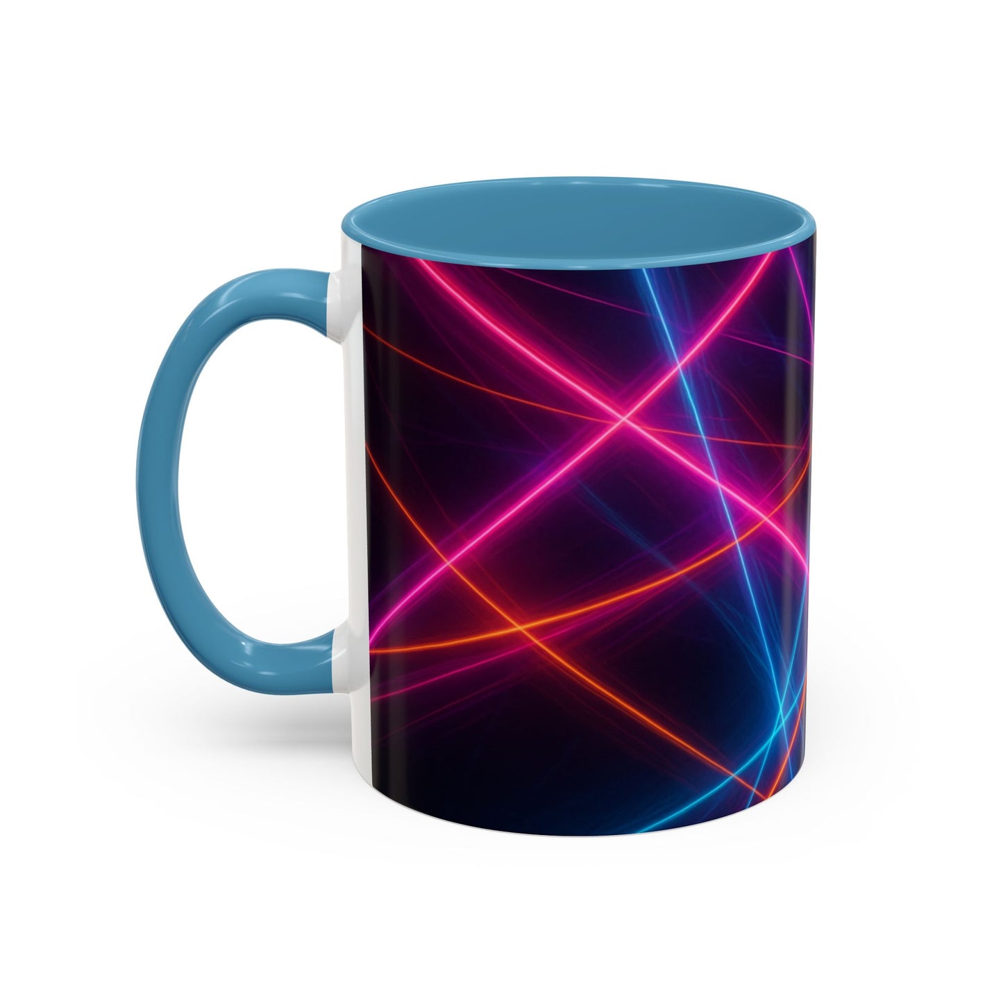 Neon Laser Abstract Mug – Vibrant Full-Wrap Art Coffee Cup