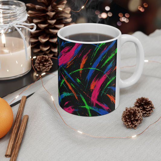 Neon Chaos Abstract Mug – Bold Full-Wrap Color Splash