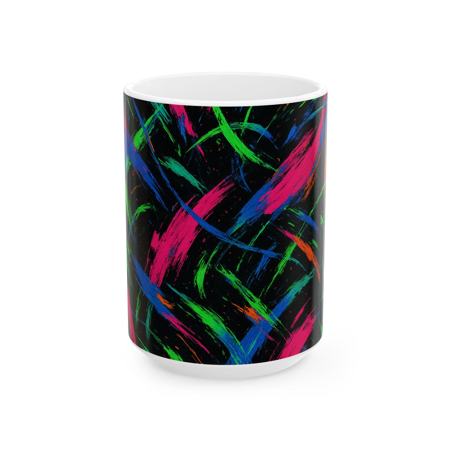 Neon Chaos Abstract Mug – Bold Full-Wrap Color Splash